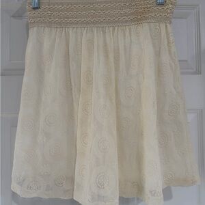 Altar'd State Cream Lace A-Line Skirt